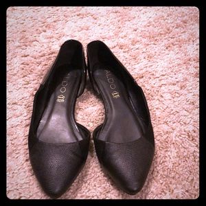 Aldo black flats with side cut out